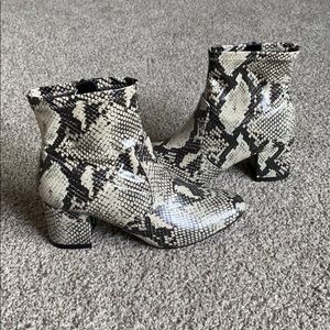 NEVER WORN snake skin (fake) booties